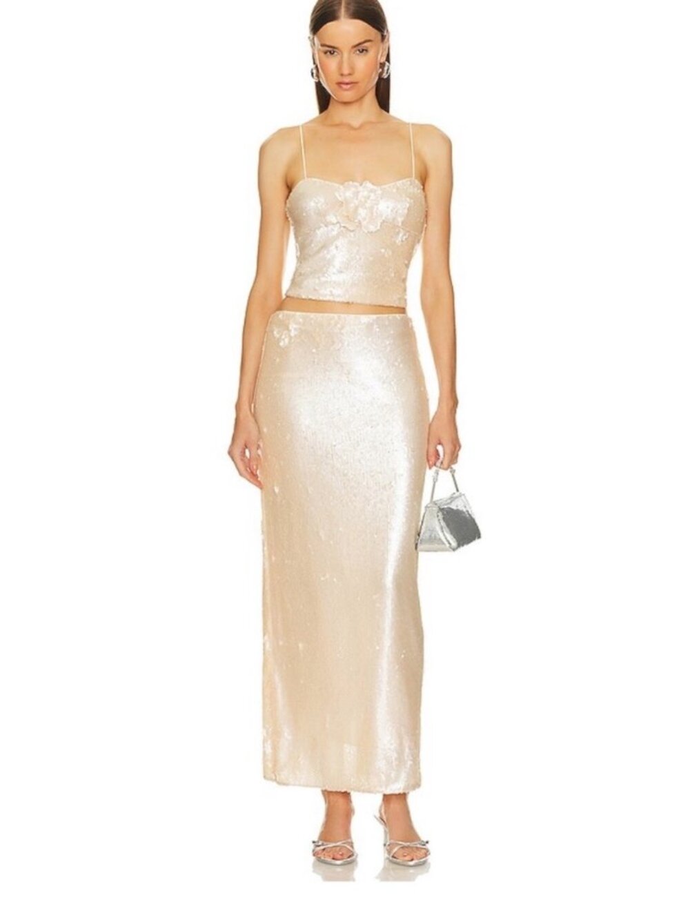 Revolve New Size Large Lovers & Friends Sequin Tank & Medium Long Maxi Skirt NWT